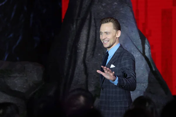 English Actor Tom Hiddleston Attends Press Conference Premiere His New — Stock Photo, Image