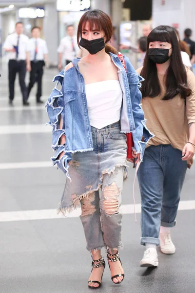 Cântăreața Taiwaneză Jolin Tsai Este Fotografiată Aeroportul Internațional Beijing Capital — Fotografie, imagine de stoc