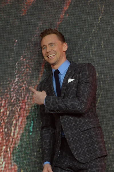 English Actor Tom Hiddleston Attends Press Conference Premiere His New — Stockfoto