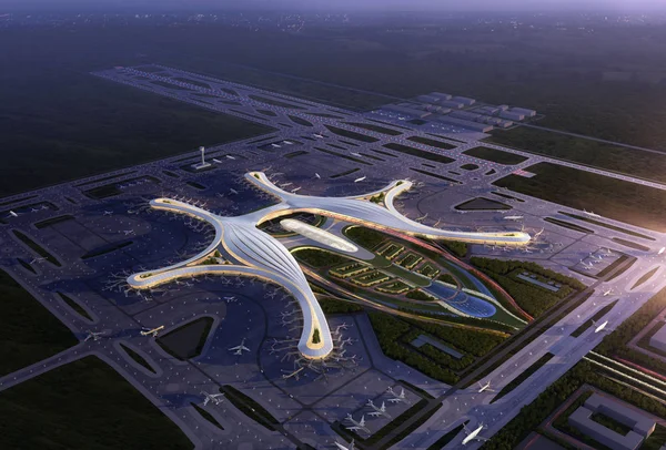 Международный Аэропорт Чэнду Тяньфу Городе Чэнду Провинция Сычуань Юго Западе — стоковое фото