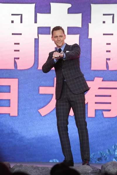 Czy Anglik Aktor Tom Hiddleston Uczęszcza Konferencji Prasowej Premierze Swojego — Zdjęcie stockowe