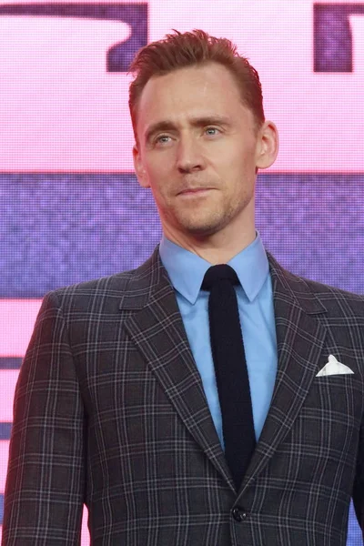 English Actor Tom Hiddleston Attends Press Conference Premiere His New — Stockfoto