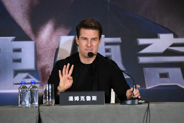 Actor Estadounidense Tom Cruise Asiste Una Conferencia Prensa Para Promover — Foto de Stock