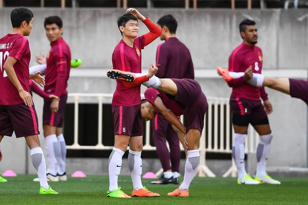 Spieler Von Chinas Guangzhou Evergrande Nehmen Einer Trainingseinheit Vor Dem — Stockfoto