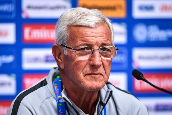 Allenatore Marcello Lippi Della Nazionale Cinese Calcio Maschile Partecipa Una — Foto Stock