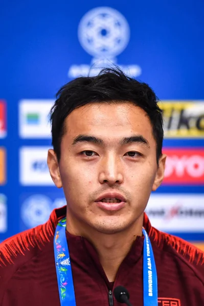 Feng Xiaoting För Kinesiska Nationella Mäns Fotboll Deltar Presskonferens Innan — Stockfoto