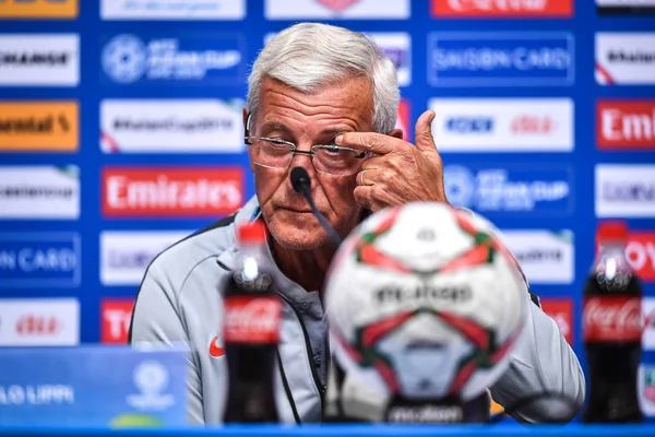 Treinador Marcello Lippi Seleção Chinesa Futebol Masculino Participa Uma Conferência — Fotografia de Stock