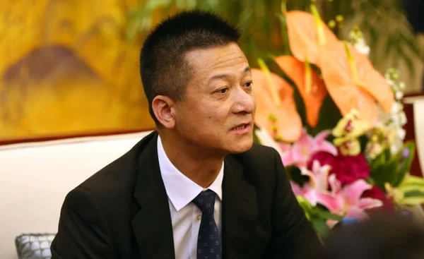 Shu Yuhui Fundador Presidente Quanjian Group Aparece Una Entrevista Tianjin — Foto de Stock