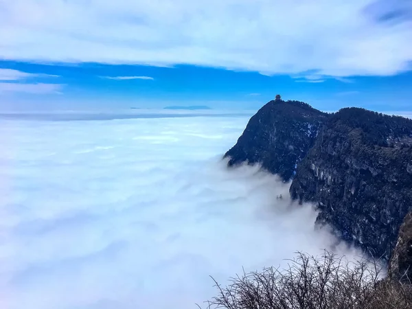 Landschap Van Zee Van Wolken Berg Emei Emei Mountain Emeishan — Stockfoto