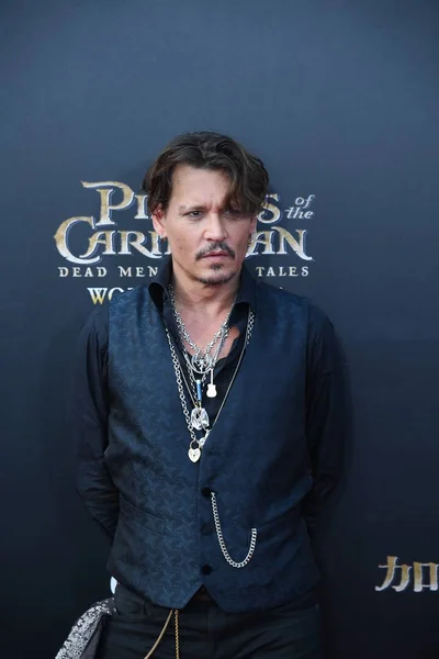 Actor Estadounidense Johnny Depp Llega Alfombra Roja Para Estreno Nueva — Foto de Stock