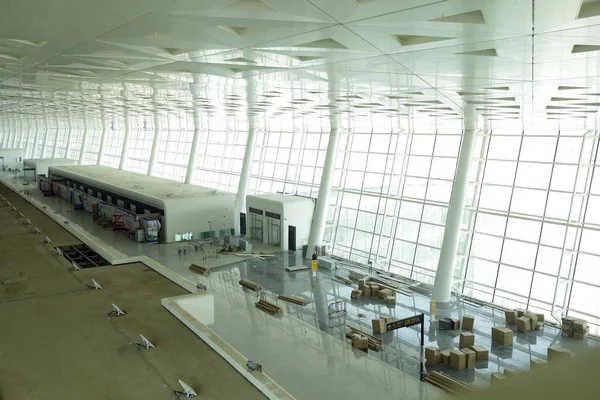 Внутренний Вид Здания Терминала Международного Аэропорта Ухань Тяньхэ Городе Ухань — стоковое фото