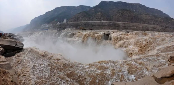 Blick Auf Den Hukou Wasserfall Gelben Fluss Kreis Jixian Provinz — Stockfoto