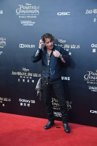 American Actor Johnny Depp Arrives Red Carpet Premiere His New — Stock Photo, Image