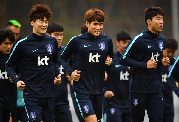 Güney Kore Millî Futbol Takımı Oyuncuları Bir Eğitim Oturumu Için — Stok fotoğraf