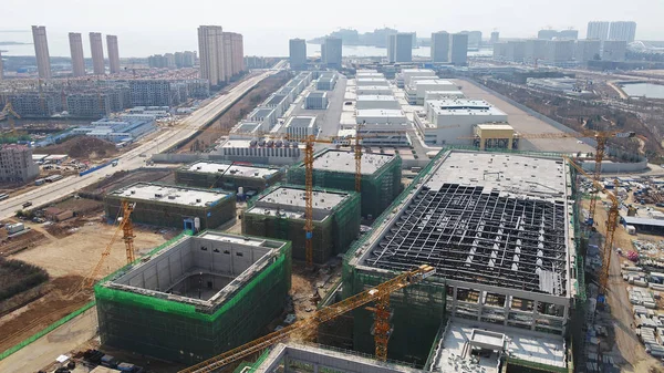 Aerial View Construction Site New Film Studios Funded Chinese Entertainment — Stock Photo, Image