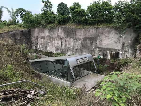 Mening Van Caojiawan Post Metro Lijn Bijna Behandeld Gras Dat — Stockfoto