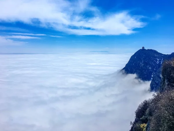 Landschap Van Zee Van Wolken Berg Emei Emei Mountain Emeishan — Stockfoto