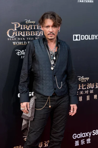 Americký Herec Johnny Depp Přichází Červeném Koberci Premiéru Svého Nového — Stock fotografie