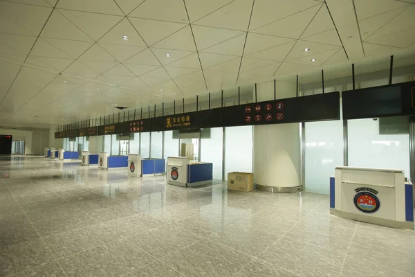 Blick Auf Die Sicherheitsschalter Terminal Des Internationalen Flughafens Wuhan Tianhe — Stockfoto