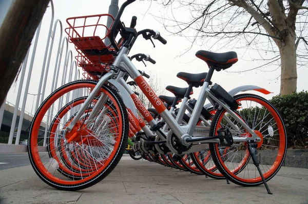 Vélos Des Services Chinois Partage Vélos Mobike Sont Alignés Dans — Photo