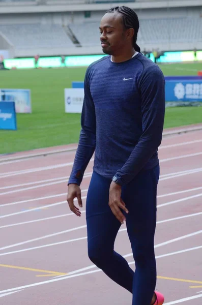 Aries Merritt Usa Deltar Ett Träningspass För Iaaf Diamond League — Stockfoto