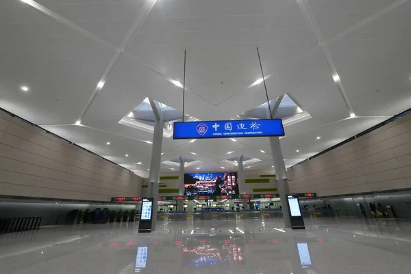 Вид Инспекцию Китайской Иммиграции Недавно Отреставрированном Корпусе Здания Терминала Международного — стоковое фото