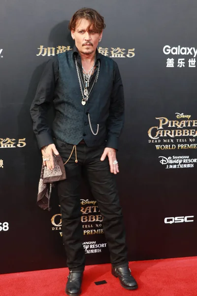 Американский Актер Джонни Депп Прибывает Красную Дорожку Премьеры Своего Нового — стоковое фото