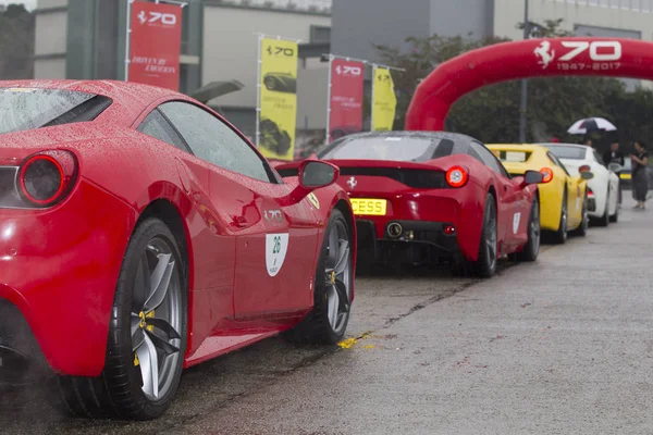 Hayranları Tarafından Ait Ferrari Spor Arabaları Ferrari Yıldönümü Hong Kong — Stok fotoğraf