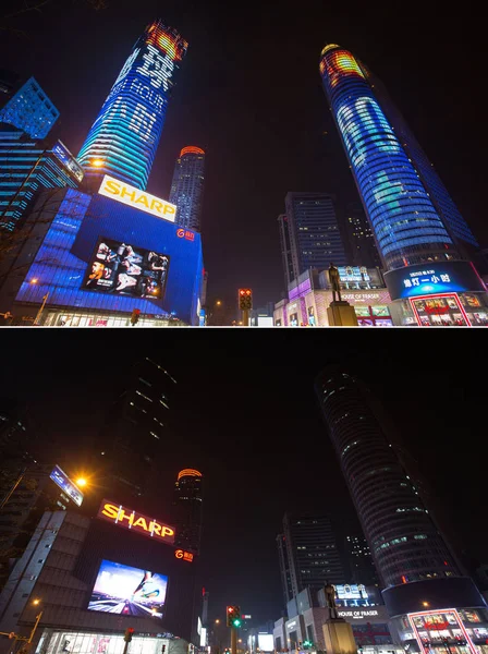 Composite Photo Shows High Rise Buildings Downtown Nanjing Upper Earth — Stock Photo, Image