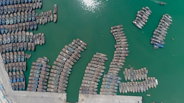 중국의 옌타이 어촌에 조감도 2017 — 스톡 사진
