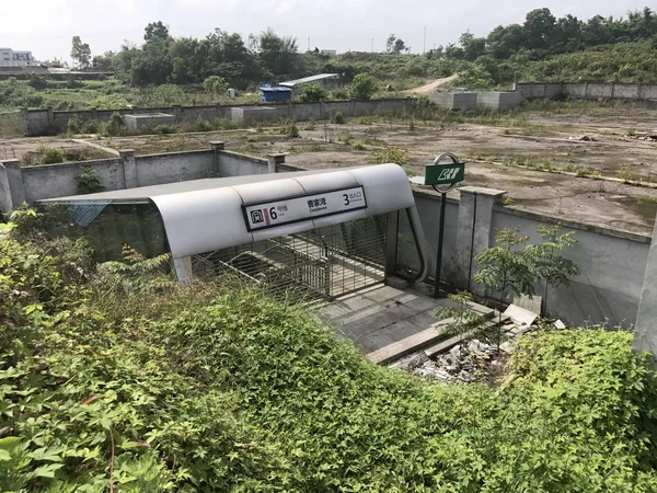 Mening Van Caojiawan Post Metro Lijn Bijna Behandeld Gras Dat — Stockfoto