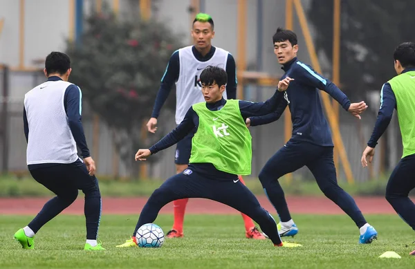 Pemain Tim Nasional Sepak Bola Korea Selatan Mengambil Bagian Dalam — Stok Foto