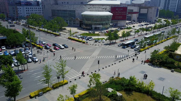 Vista Aérea Del Cruce Cebra Centro Fuda Road Ciudad Shenyang — Foto de Stock
