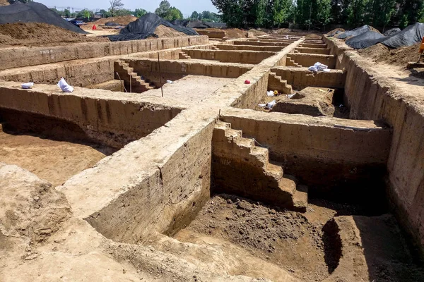 Vista Del Sitio Excavación Las Ruinas Yin Ciudad Anyang Provincia — Foto de Stock