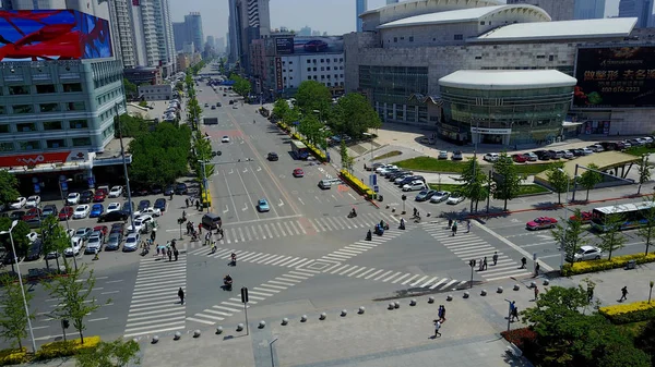 Widok Lotu Ptaka Pieszych Centrum Fuda Road Mieście Shenyang Prowincji — Zdjęcie stockowe