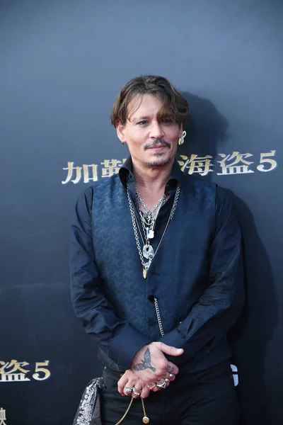 American Actor Johnny Depp Arrives Red Carpet Premiere His New — Stock Photo, Image