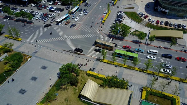 Aerial View Zebra Crossing Center Fuda Road Shenyang City Northeast — Stock Photo, Image