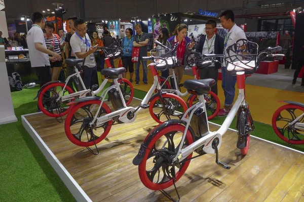Des Vélos Service Chinois Partage Vélos Gobike Sont Exposés Lors — Photo