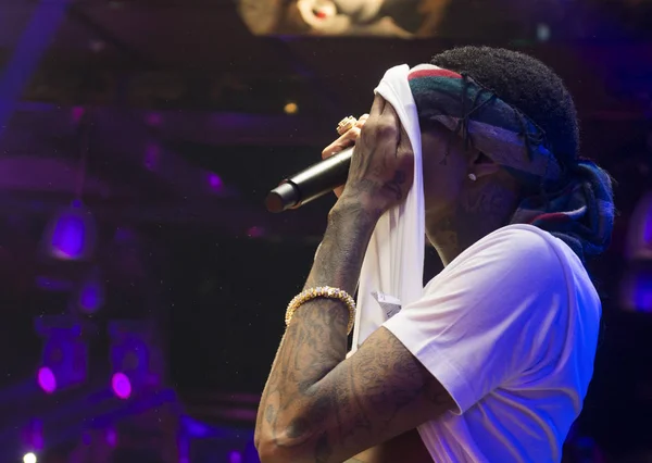 Rapero Estadounidense Soulja Boy Actúa Frente Una Multitud Fans Club — Foto de Stock