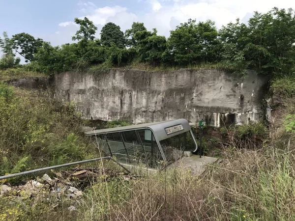 Mening Van Caojiawan Post Metro Lijn Bijna Behandeld Gras Dat — Stockfoto