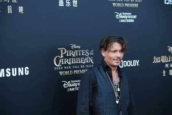 Actor Estadounidense Johnny Depp Llega Alfombra Roja Para Estreno Nueva — Foto de Stock