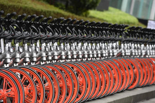 Fietsen Van Chinese Fiets Sharing Service Mobike Staan Opgesteld Een — Stockfoto