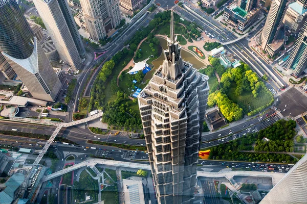 Esta Foto Tomada Desde Alto Torre Shanghai Muestra Una Vista —  Fotos de Stock