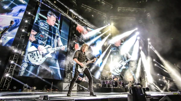 Amerikalı Thrash Metal Grubu Metallica Nın Üyeleri Şanghay Çin Onların — Stok fotoğraf