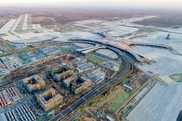 Воздушный Обзор Строящегося Международного Аэропорта Пекине Китай Января 2019 — стоковое фото