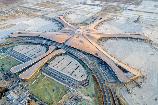 Воздушный Обзор Строящегося Международного Аэропорта Пекине Китай Января 2019 — стоковое фото