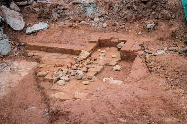 View Relics Unearthed Ancient Tombs Dating Back Eastern Han Dynasty — Stock Photo, Image