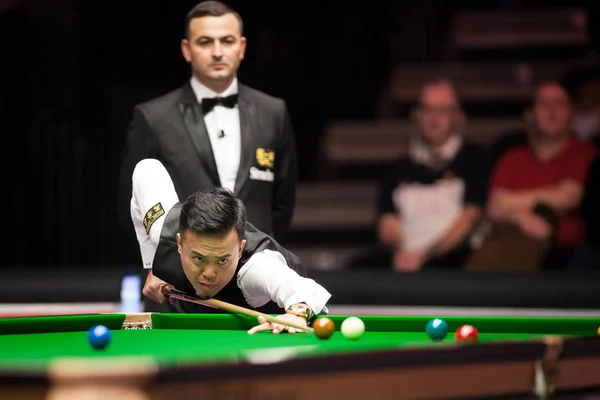 Marco Hong Kong Spelar Ett Skott Till Judd Trump England — Stockfoto