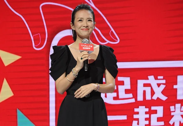 Atriz Chinesa Zhang Ziyi Participa Evento Promocional Para Tmall Xangai — Fotografia de Stock