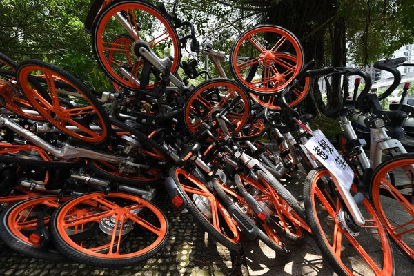 Les Vélos Des Services Chinois Partage Vélos Mobike Orange Ofo — Photo